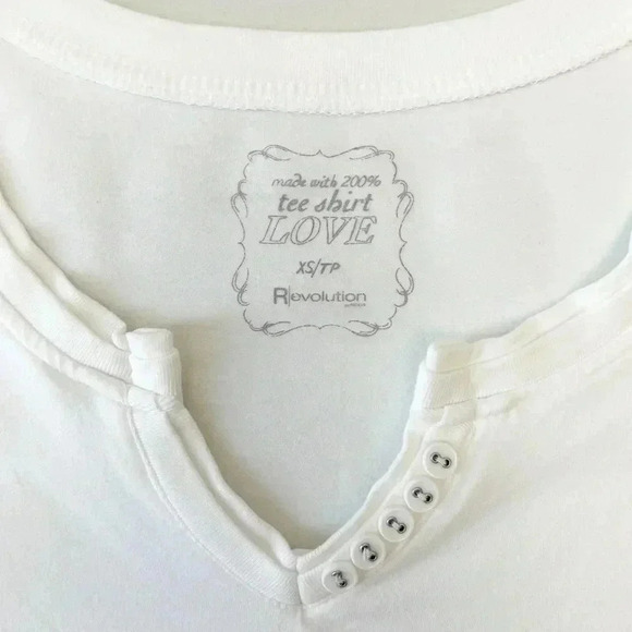 Ricki’s Fitted T- Shirt White Short Sleeve Stretch Cotton V Neck Tee XS - Picture 11 of 14